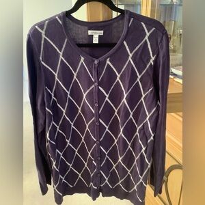 GREAT PURPLE AND WHITE BUTTON DOWN 1X SWEATER